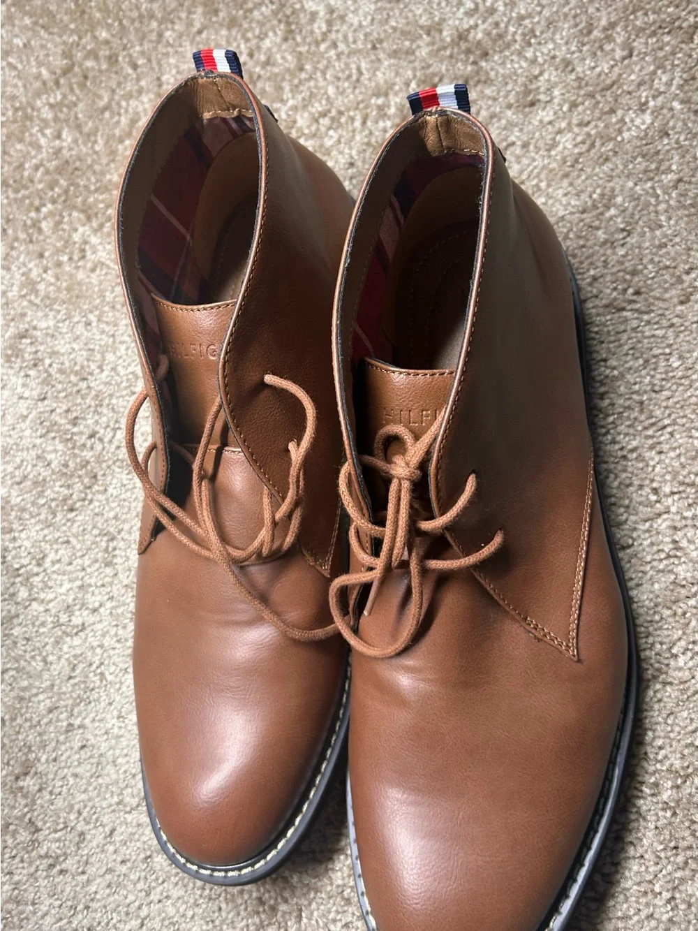 Tommy Hilfiger Brown Leather Chukka Boots with Signature Heel Tab 11
